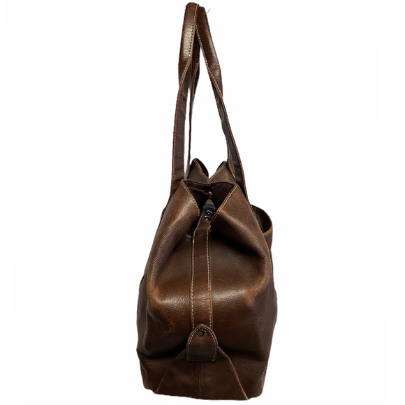 FOSSIL VINTAGE Large Brown Distressed Leather Tote - Picture 5 of 15